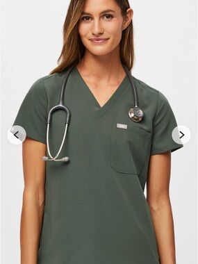 Figs Women'sCatarina  V-Neck Medical Scrub Top in moss Green